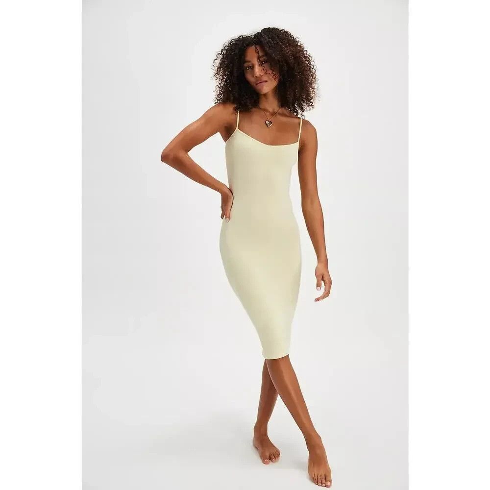 Free People Intimately Tea Length Seamless Slip Dress XS/S Butter Ivory Cream